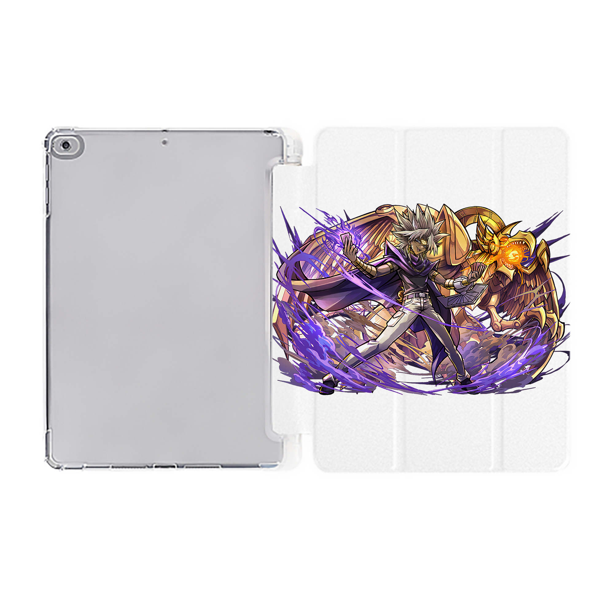（画像用） 遊☆戯☆王 Yu-Gi-Oh! IPad ケース ペン収納付き 三つ折りスタンド PUレザー×シリコン 対応機種9.5/10.5/10.9インチ